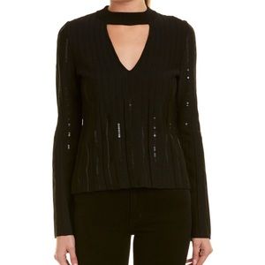 Jonathan Simkhai Black Sequined Cutout Top Small